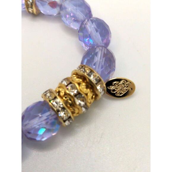 Kirks Folly Lilac Crystals With Clear Quartz & Rhinestones Bracelet~New - Picture 6 of 10